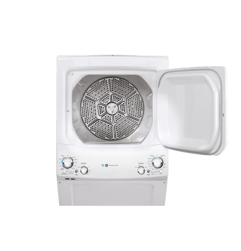 GE White Unitized Spacemaker Washer (4.5 Cu.Ft.) and White Electric Dryer (5.9 Cu.Ft.) - GUD27EEMNWW