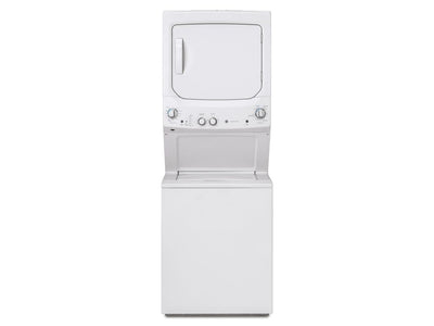 GE White Unitized Spacemaker® Washer (4.4 Cu.Ft.) and White Gas Dryer (5.9 Cu.Ft.) - GUD27GSSMWW