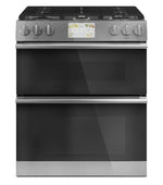 Café Platinum Glass 30" Slide-in Front-Control Dual-Fuel Range (7.0 Cu.Ft) - CC2S950M2NS5