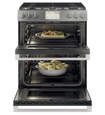 Café Platinum Glass 30" Slide-in Front-Control Dual-Fuel Range (7.0 Cu.Ft) - CC2S950M2NS5