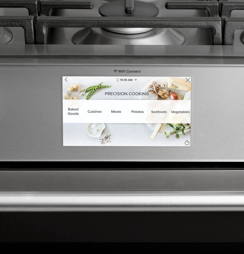 Café Platinum Glass 30" Slide-in Front-Control Dual-Fuel Range (7.0 Cu.Ft) - CC2S950M2NS5