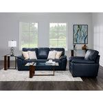 Gaetano Leather Sofa and Chair Set - Havana Atlantic Blue