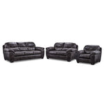 Grant Sofa, Loveseat and Chair Set - Steel