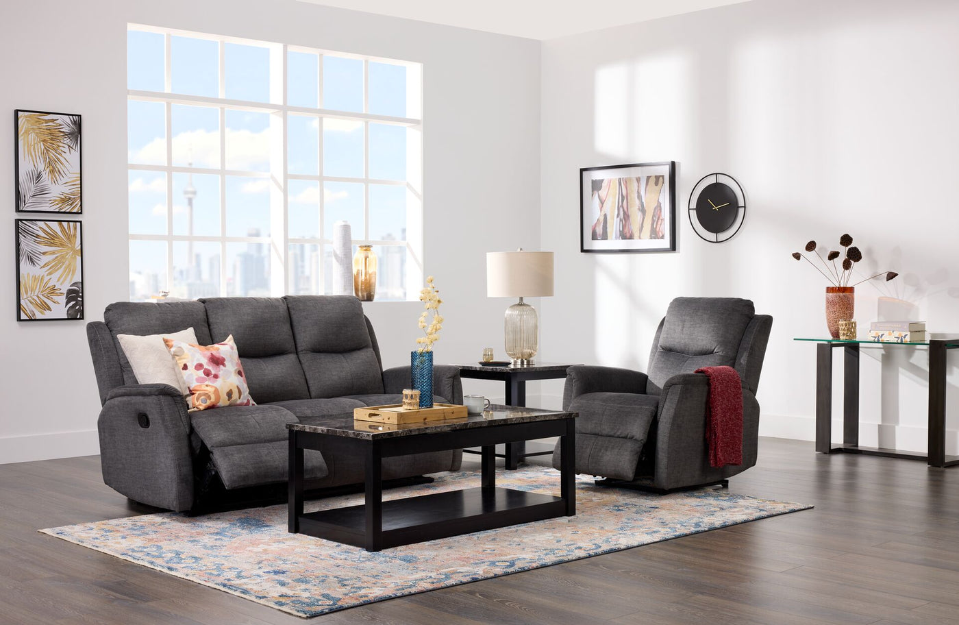 Grayson Reclining Sofa Charcoal Leon's - Main Image