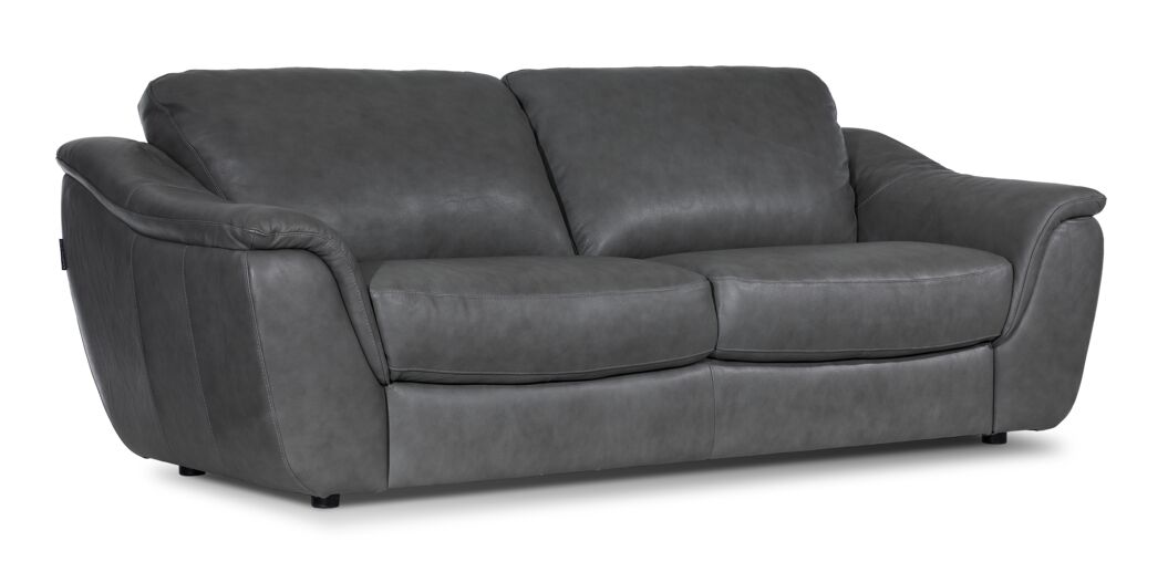Harris Leather Sofa and Loveseat Set - Grey