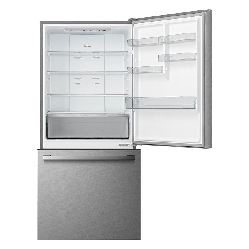 Hisense Fingerprint Resistant Titanium 32" Counter-Depth Bottom Mount Fridge (17 Cu.Ft) - RB17A2CSE door open