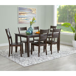 Holland 7-Piece Dining Set - Dark Oak with Wire-Brushed Finish