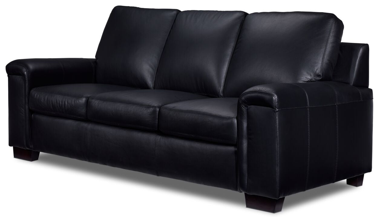 Icon Leather Sofa, Loveseat and Chair Set- Black