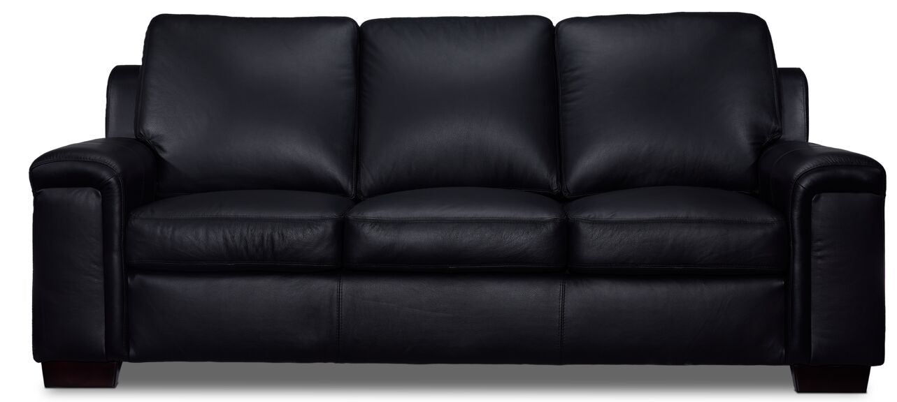 Icon Leather Sofa, Loveseat and Chair Set- Black