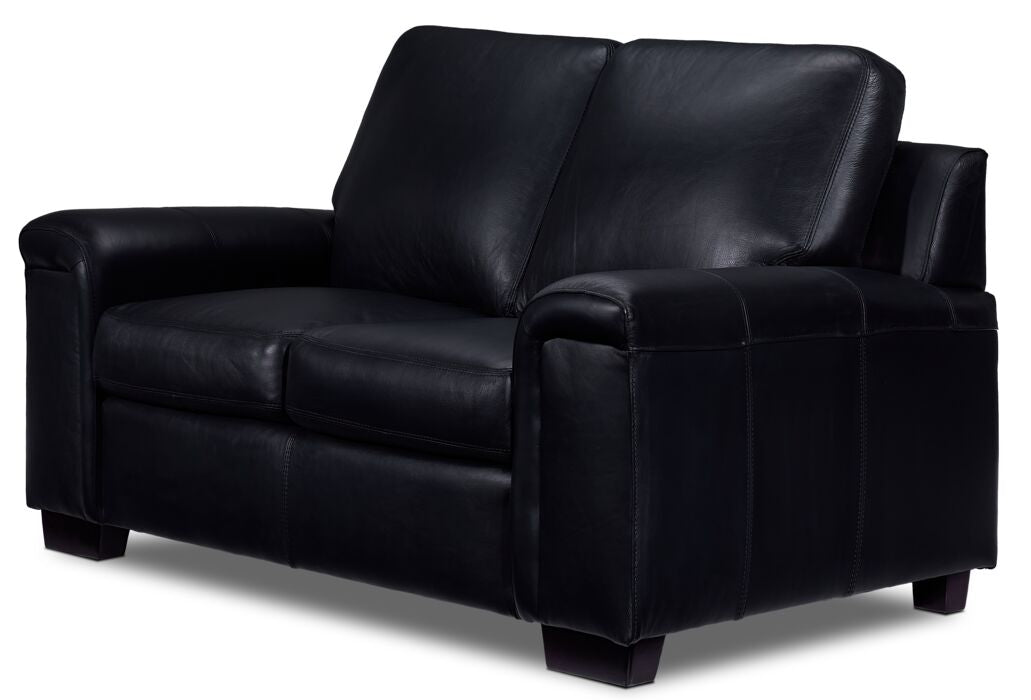 Icon Leather Sofa, Loveseat and Chair Set- Black