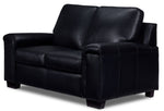 Icon Leather Sofa, Loveseat and Chair Set- Black
