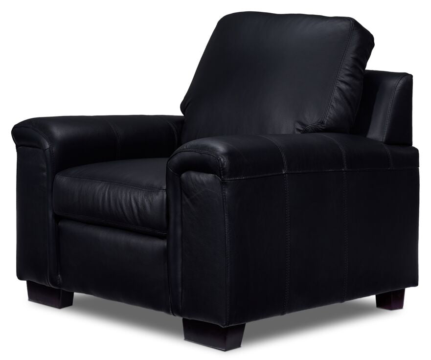 Icon Leather Sofa, Loveseat and Chair Set- Black