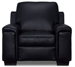 Icon Leather Sofa, Loveseat and Chair Set- Black