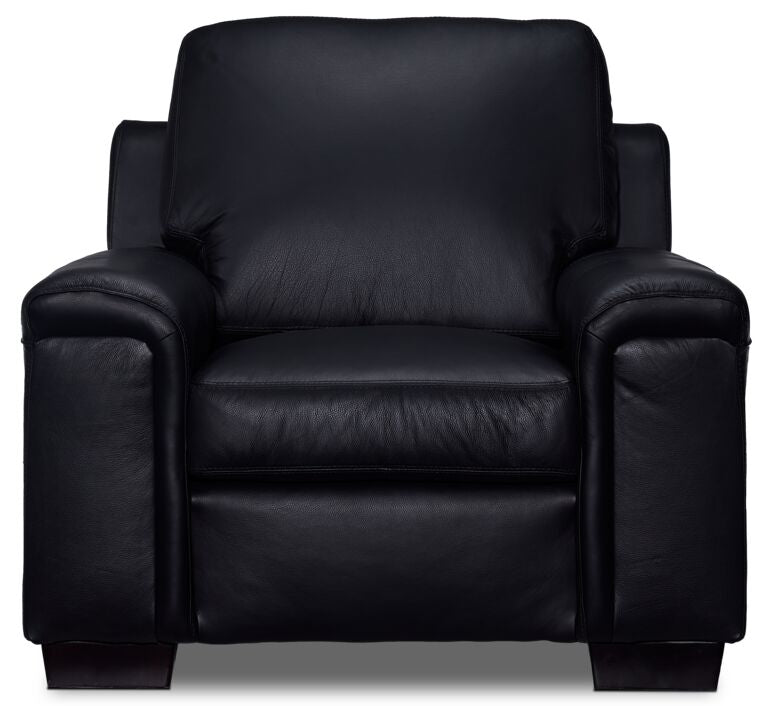 Icon Leather Sofa, Loveseat and Chair Set- Black
