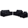 Icon Leather Sofa, Loveseat and Chair Set- Black
