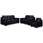 Icon Leather Sofa, Loveseat and Chair Set- Black