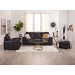 Icon Leather Sofa and Chair Set- Black