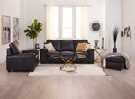 Icon Leather Sofa, Loveseat and Chair Set- Black