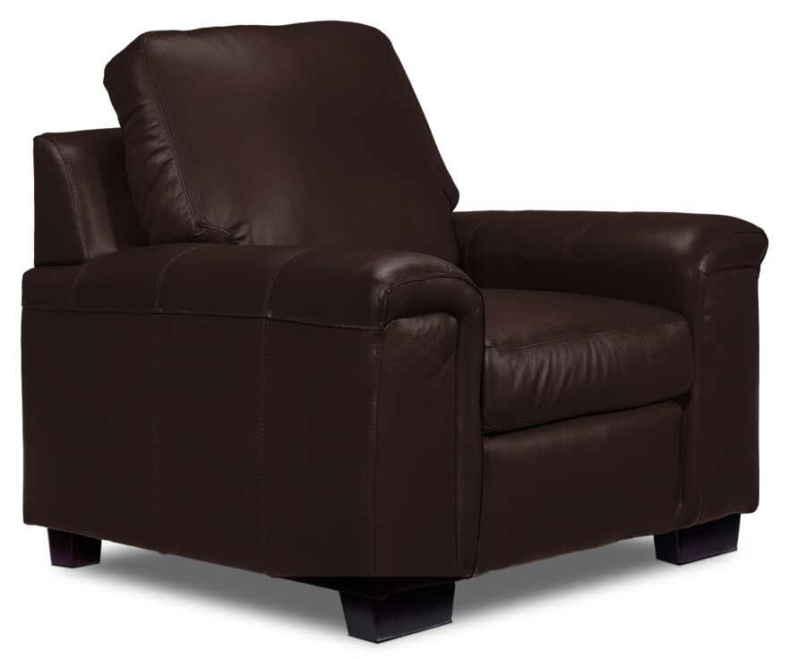 Icon Leather Sofa and Chair Set - Mocha