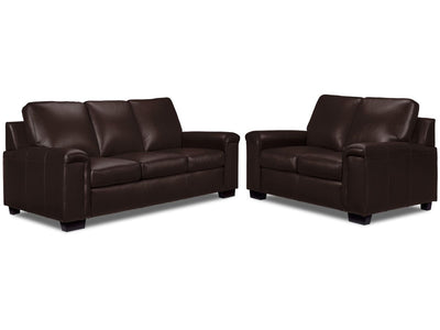 Icon Leather Sofa and Loveseat Set - Mocha