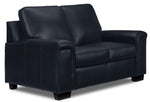Icon Leather Sofa and Loveseat Set - Navy