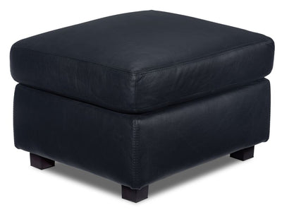 Icon Leather Ottoman - Navy