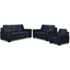 Icon Leather Sofa, Loveseat and Chair Set - Navy