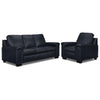 Icon Leather Sofa and Chair Set - Navy