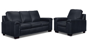 Icon Leather Sofa and Chair Set - Navy