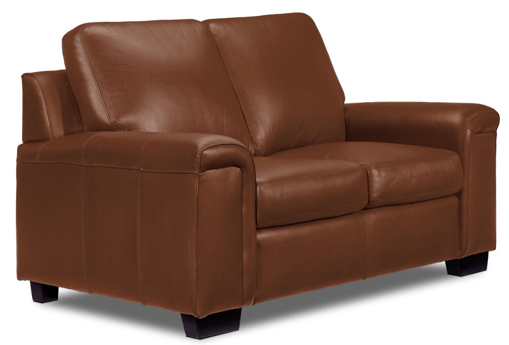 Icon Leather Loveseat - Saddle