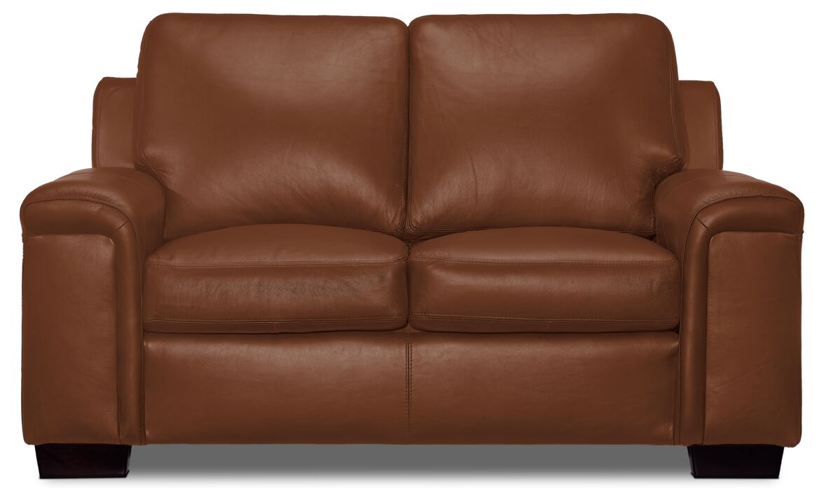 Icon Leather Loveseat - Saddle