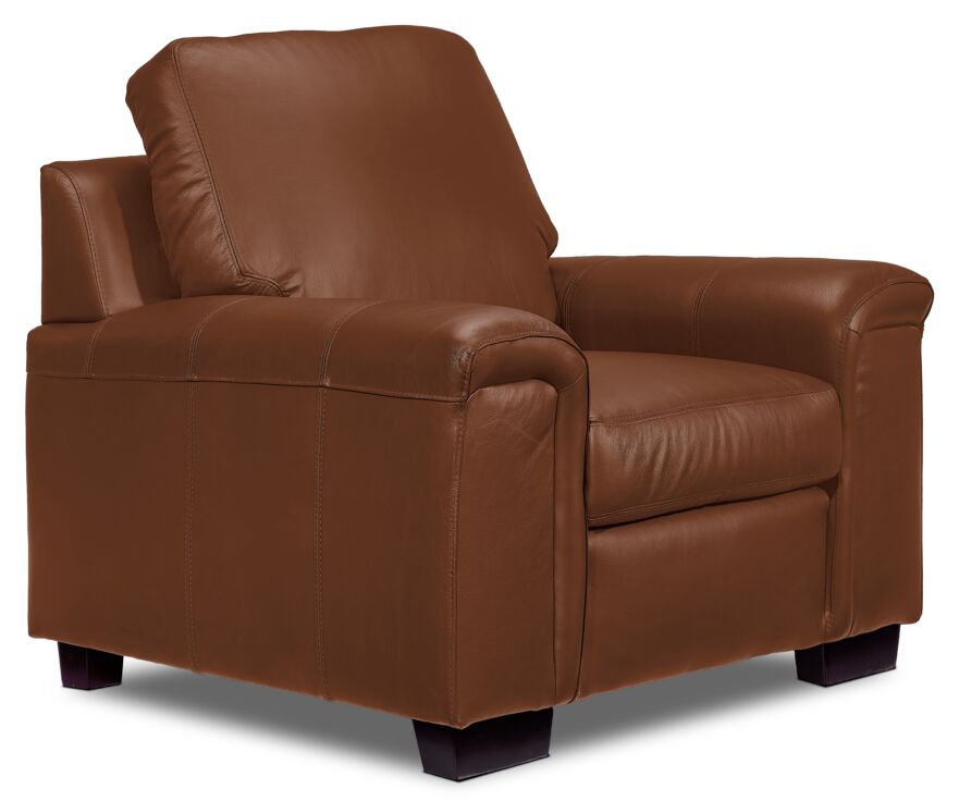 Icon Leather Sofa and Chair Set - Saddle