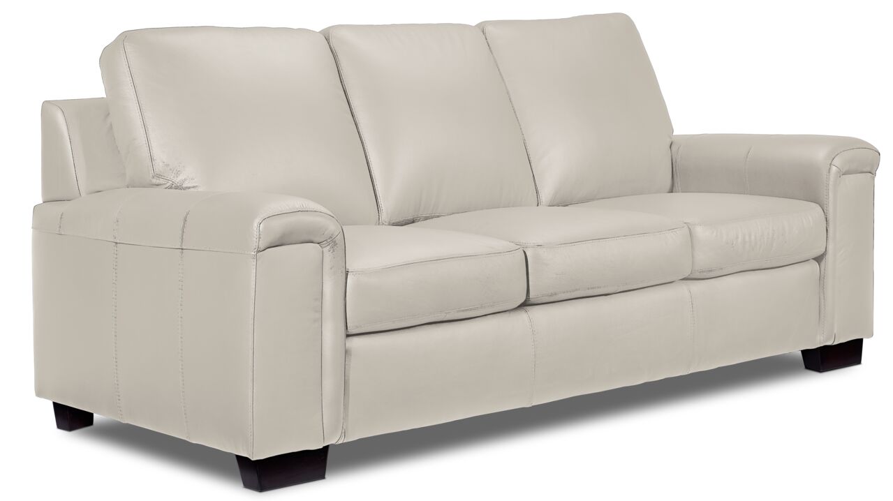 Icon Leather Sofa and Loveseat Set - Silver Grey