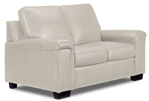 Icon Leather Loveseat - Cloud Grey