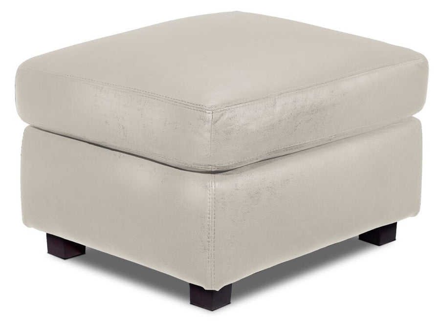 Icon Leather Ottoman - Cloud Grey
