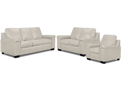 Icon Leather Sofa, Loveseat and Chair Set - Cloud Grey