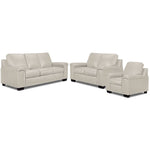 Icon Leather Sofa, Loveseat and Chair Set - Silver Grey