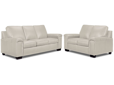 Icon Leather Sofa and Loveseat Set - Cloud Grey