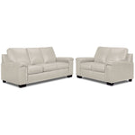 Icon Leather Sofa and Loveseat Set - Silver Grey