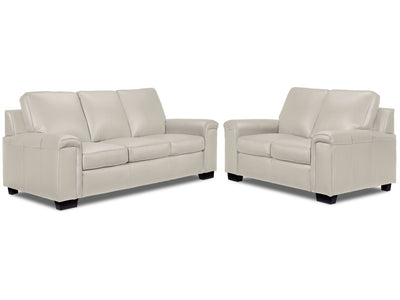 Icon Leather Sofa and Loveseat Set - Silver Grey