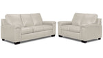 Icon Leather Sofa and Loveseat Set - Silver Grey
