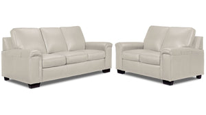 Icon Leather Sofa and Loveseat Set - Silver Grey