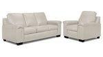 Icon Leather Sofa and Chair Set - Cloud Grey