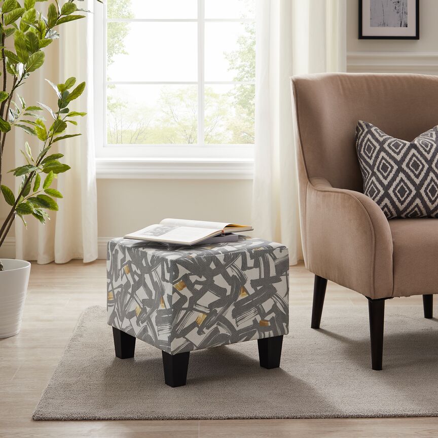 Iris Ottoman - Grey and Yellow
