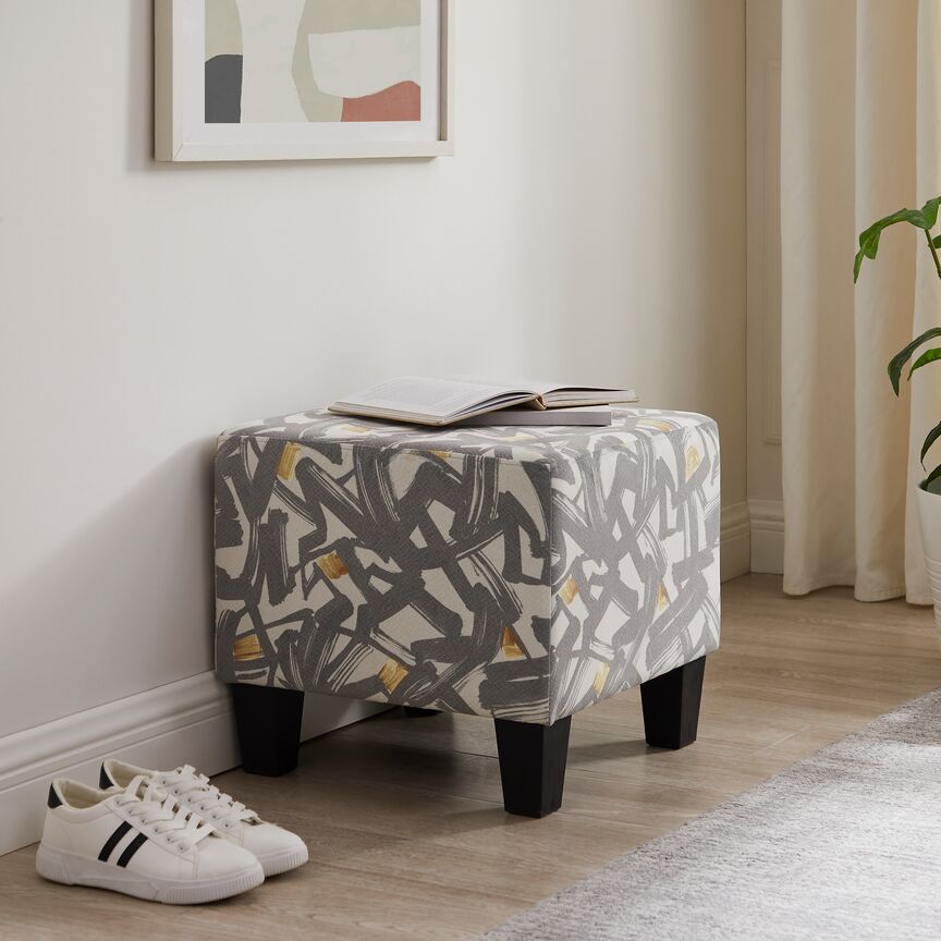 Iris Ottoman - Grey and Yellow