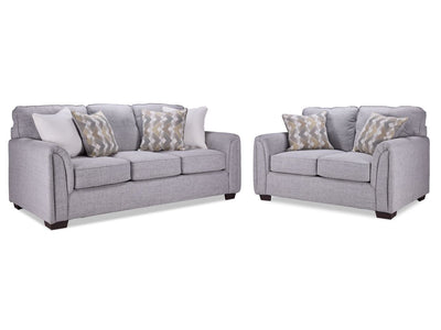 Julie Sofa and Loveseat Set - Grey