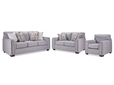 Julie Sofa, Loveseat and Chair Set - Grey