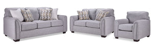 Julie Sofa, Loveseat and Chair Set - Grey