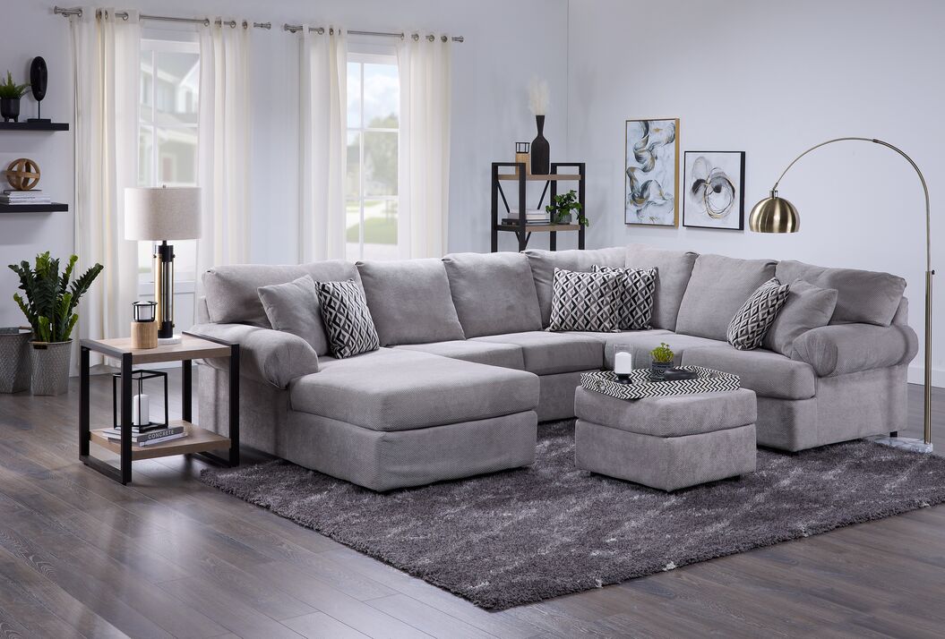 Jupiter 4-Piece Sectional with Left-Facing Chaise - Ash Grey