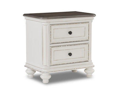 Kamari Night Table - Antique White, Brown